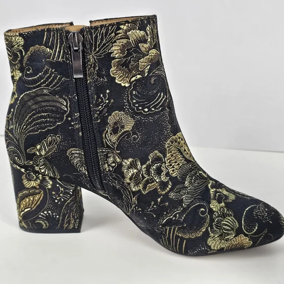Franco Sarto Metallic / Jacquard Fabric Ankle Bootie — Women’s US 7 M - Tapestry - Picture 6 of 10